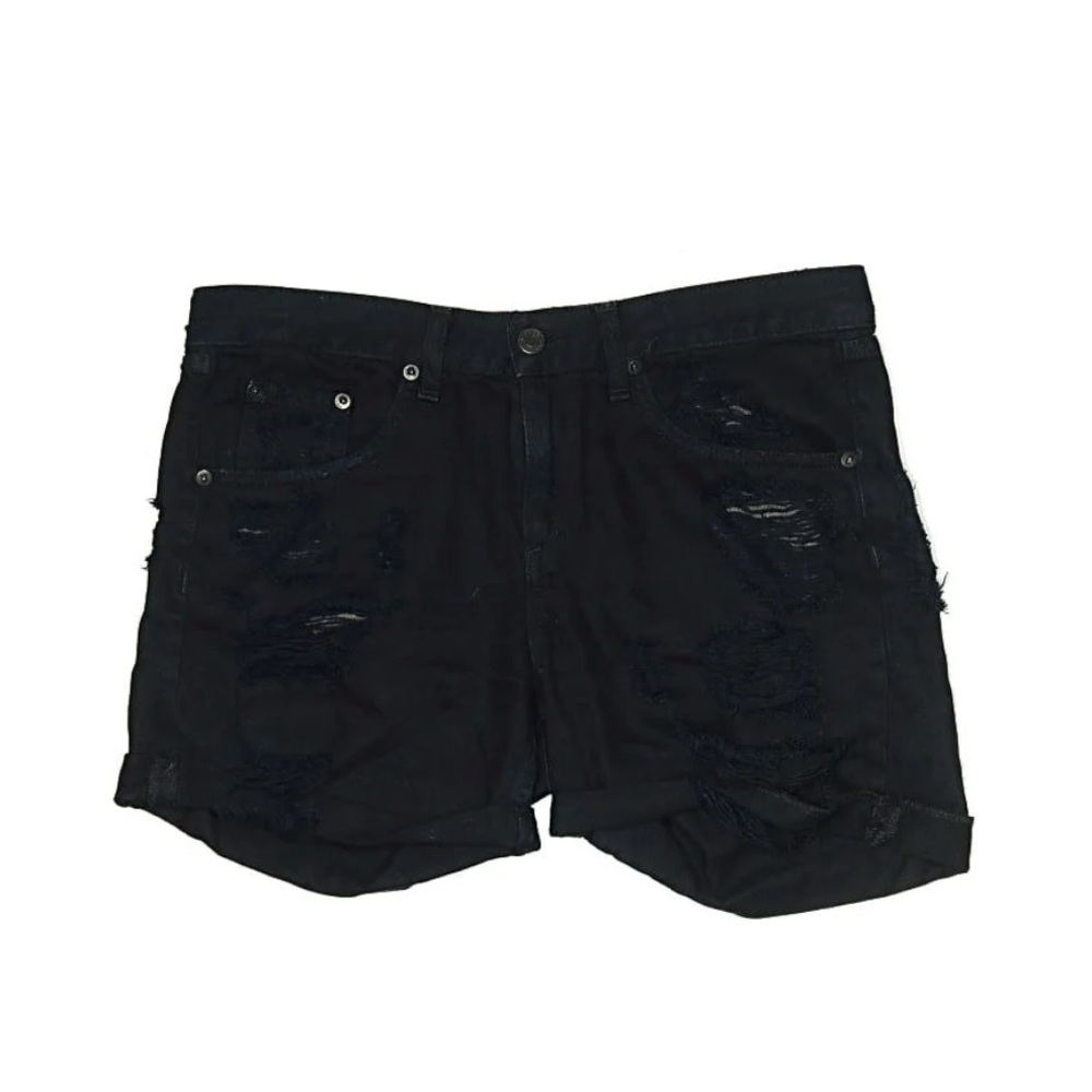 rag & bone Black Distressed Jean Shorts - Picture 2 of 6